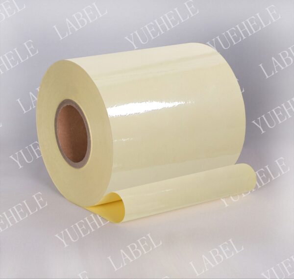 50μ transparent BOPP/hot melt adhesive/ 60g yellow glassine linear
