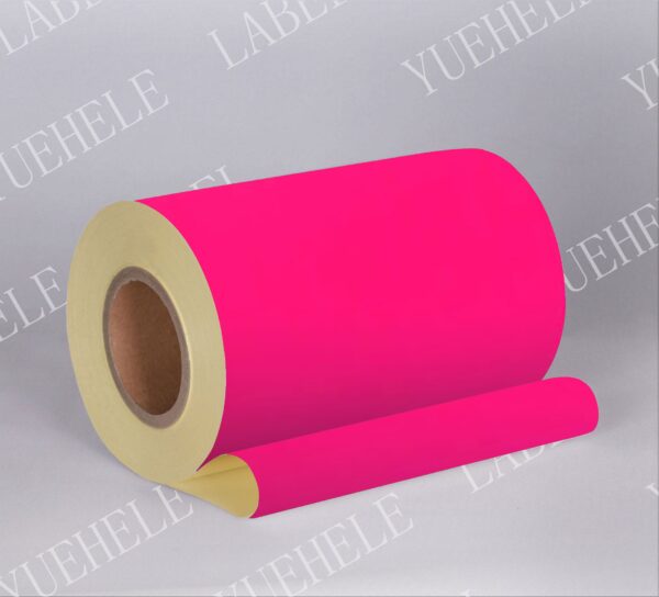 Pink fluorescent paper label/Water base/90gsm yellow siliconized paper